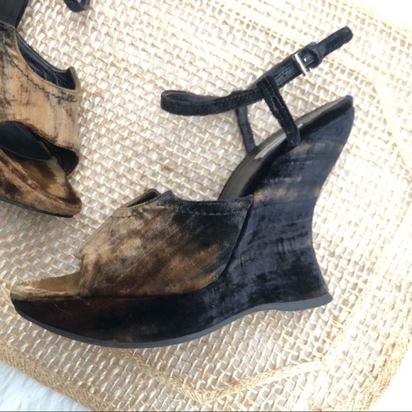 Prada Velvet Wedge Sandals - Picture 4 of 15